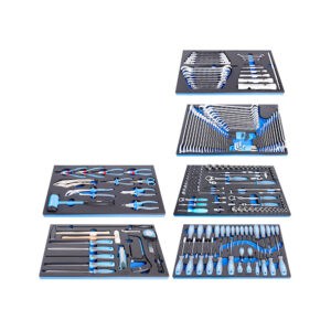 Set scule Unior 1011D 623928, 160 piese, oțel crom-vanadiu, organizate în modul de spumă SOS